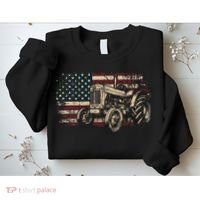 Farm Tractor Proud Farmer Patriotic American Flag Tractor Sweatshirt thumb 2