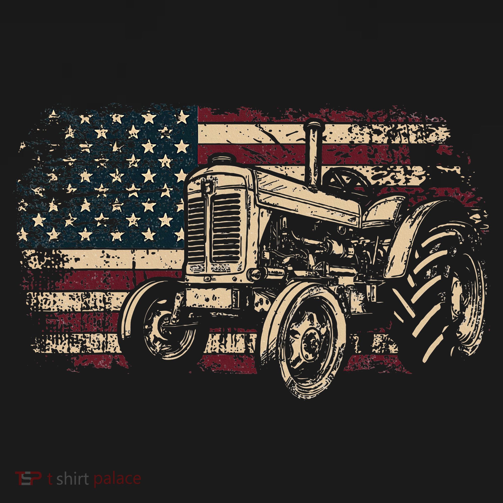 Farm Tractor Proud Farmer Patriotic American Flag Tractor T-Shirt