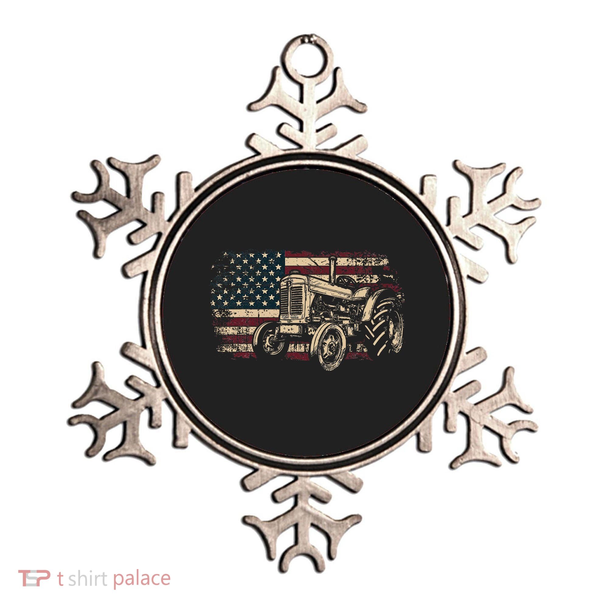 Farm Tractor Proud Farmer Patriotic American Flag Tractor Ornament