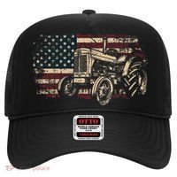 Farm Tractor Proud Farmer Patriotic American Flag Tractor Hat thumb 0