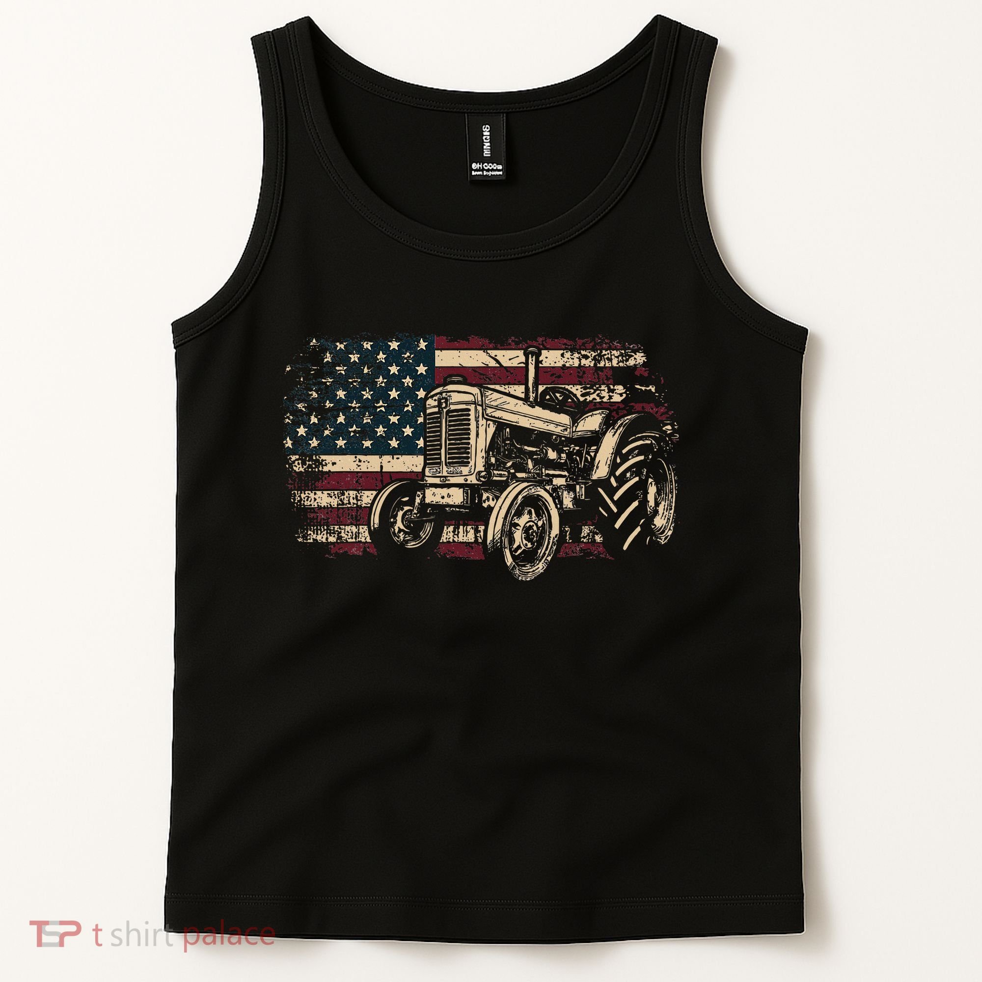 Farm Tractor Proud Farmer Patriotic American Flag Tractor Tank Top