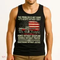 Funny The Problem Is Not Guns ItS Hearts Without God Tank Top thumb 3