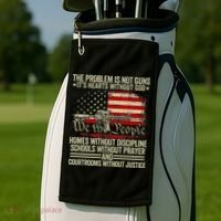 Funny The Problem Is Not Guns ItS Hearts Without God Golf Towel thumb 2