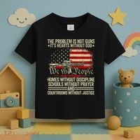 Funny The Problem Is Not Guns ItS Hearts Without God Toddler T-Shirt thumb 3