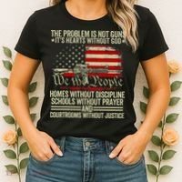Funny The Problem Is Not Guns ItS Hearts Without God Women's T-Shirt thumb 2
