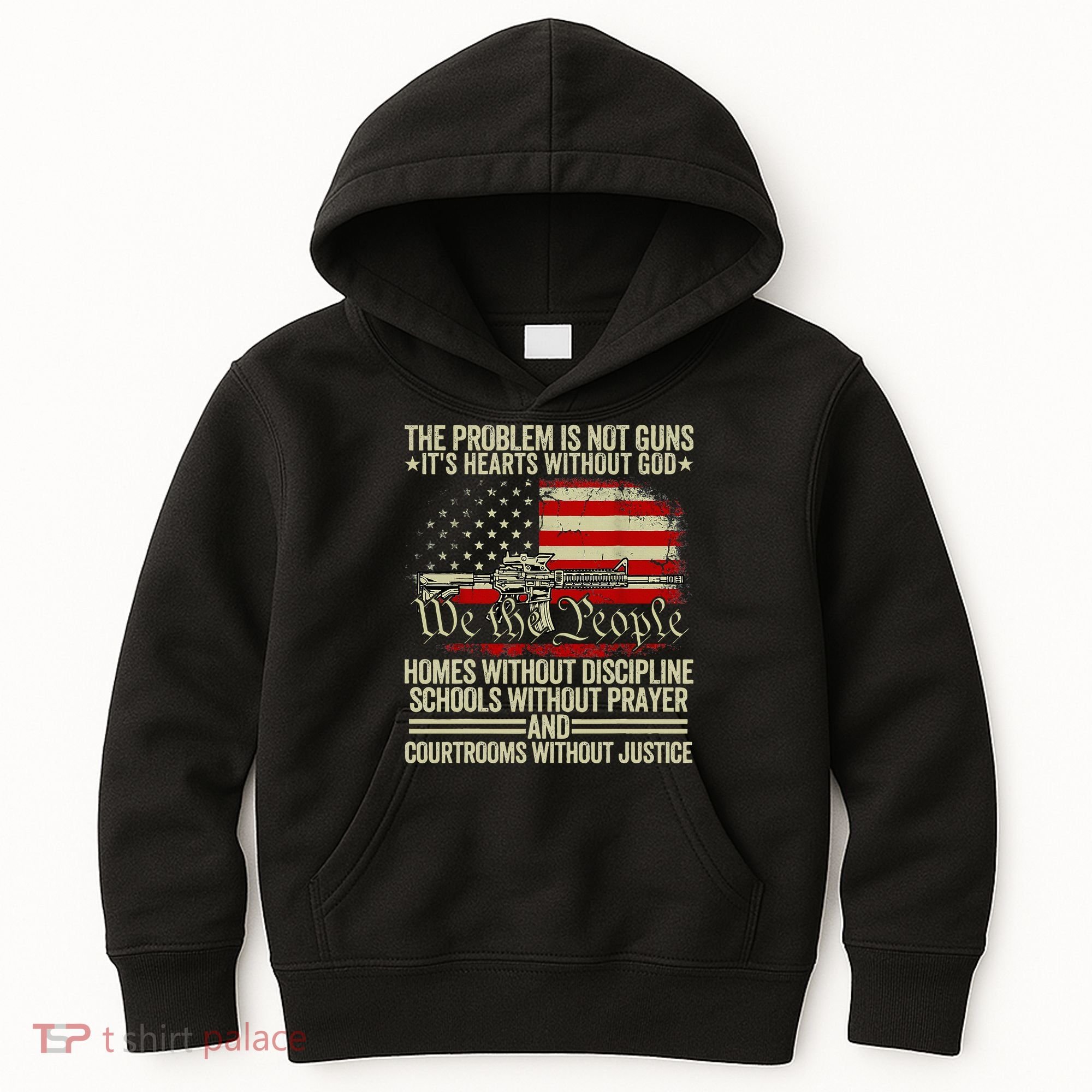 Funny The Problem Is Not Guns ItS Hearts Without God Kids Hoodie