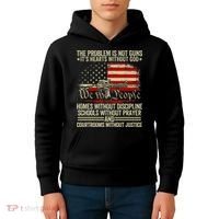 Funny The Problem Is Not Guns ItS Hearts Without God Kids Hoodie thumb 4