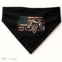 Farm Tractor Proud Farmer Patriotic American Flag Tractor USA-Made Doggie Bandana thumb 0