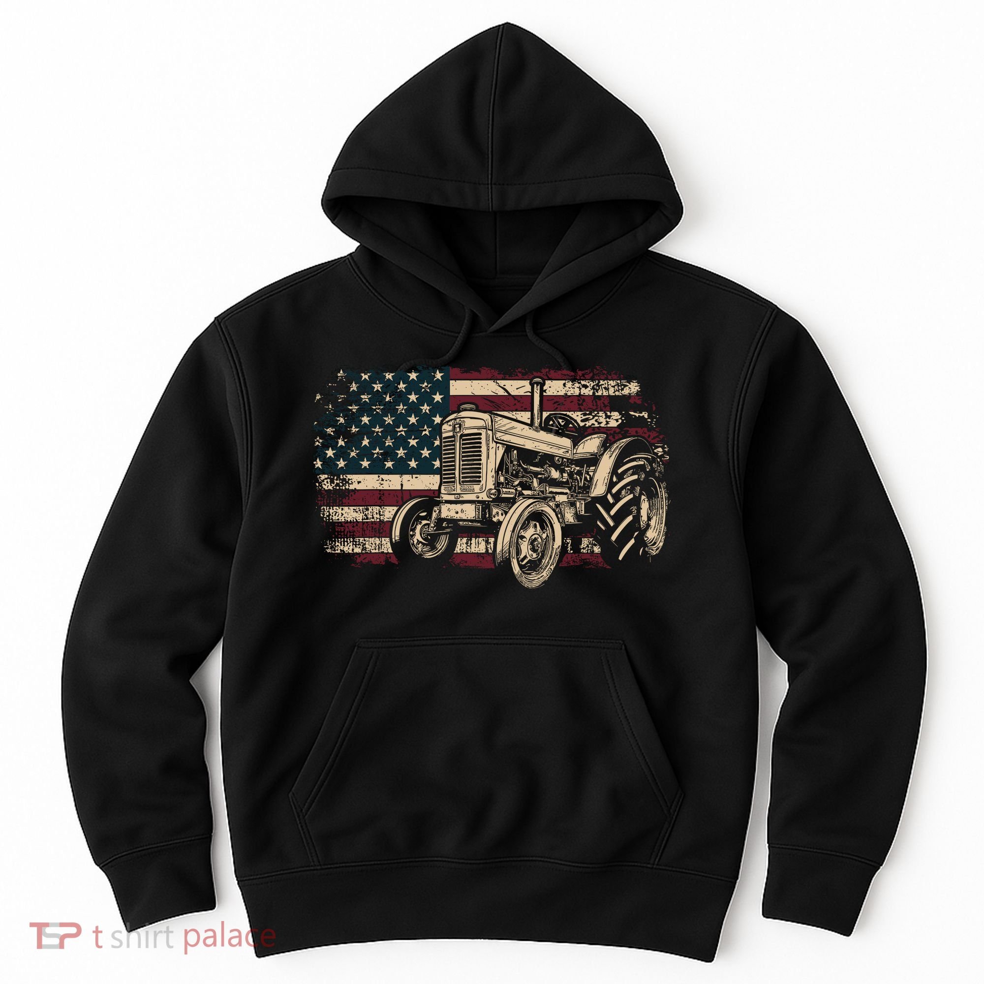 Farm Tractor Proud Farmer Patriotic American Flag Tractor Hoodie