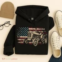 Farm Tractor Proud Farmer Patriotic American Flag Tractor Hoodie thumb 4