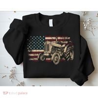Farm Tractor Proud Farmer Patriotic American Flag Tractor Sweatshirt thumb 2