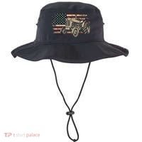 Farm Tractor Proud Farmer Patriotic American Flag Tractor Bucket Hat thumb 0