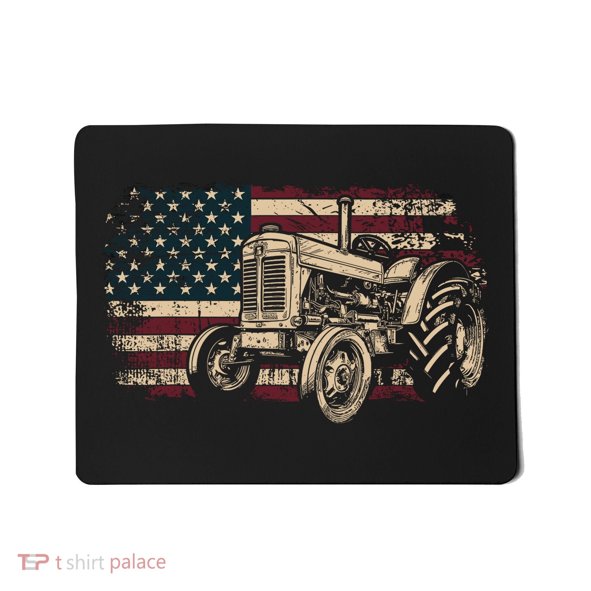 Farm Tractor Proud Farmer Patriotic American Flag Tractor Mousepad