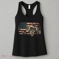 Farm Tractor Proud Farmer Patriotic American Flag Tractor Women's Tank Top thumb 3