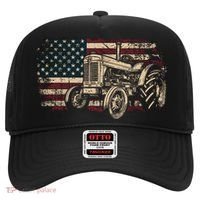 Farm Tractor Proud Farmer Patriotic American Flag Tractor Hat thumb 0