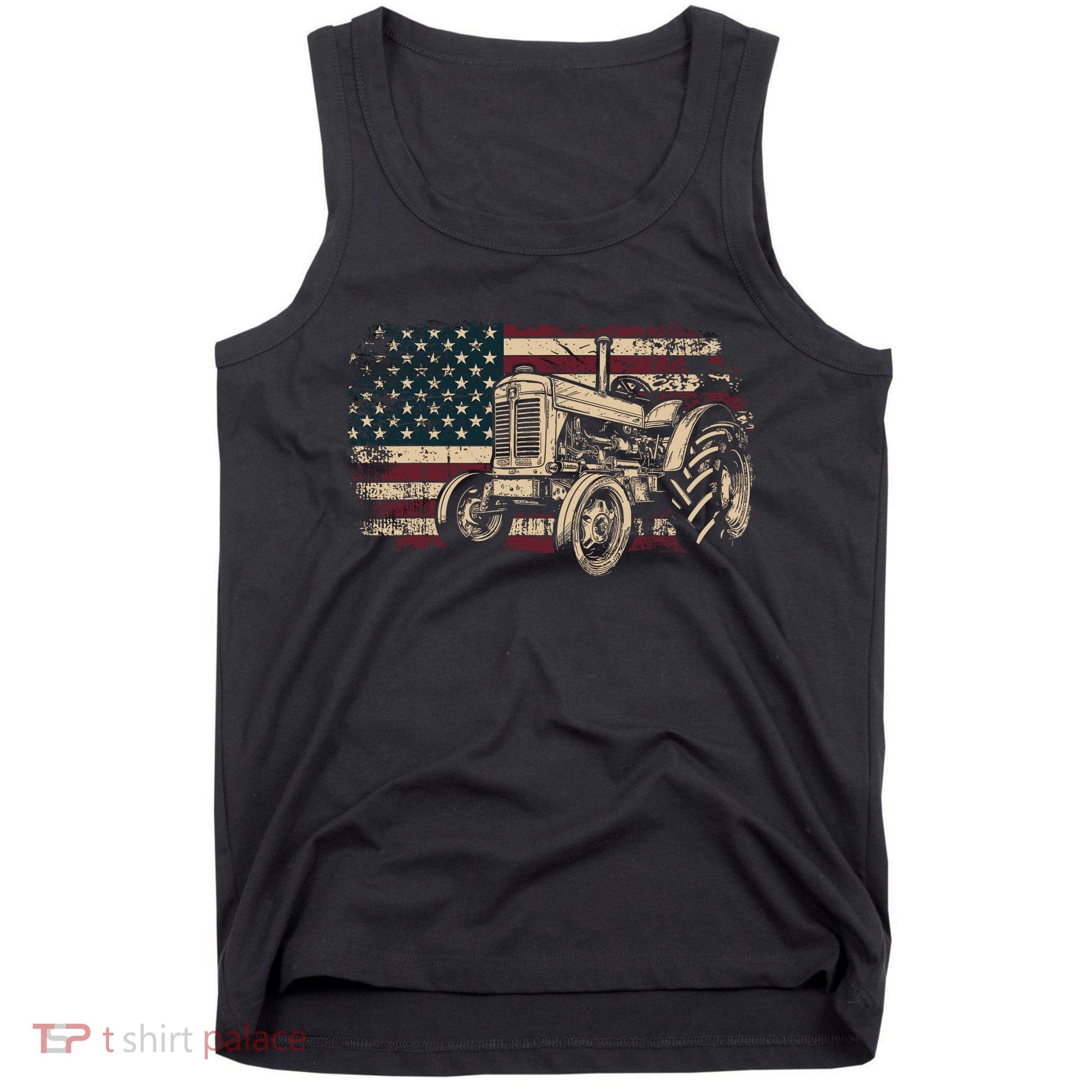 Farm Tractor Proud Farmer Patriotic American Flag Tractor Tank Top