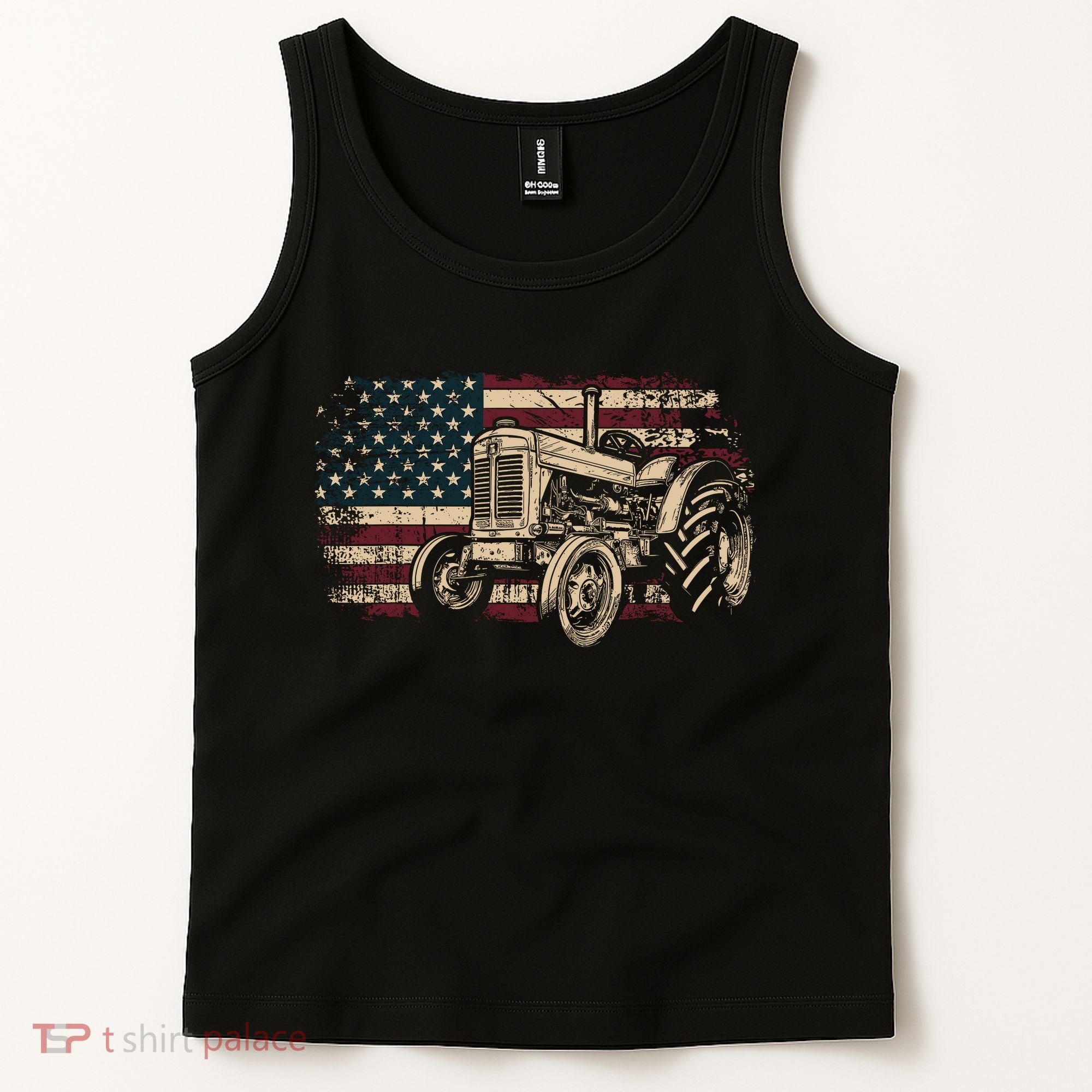 Farm Tractor Proud Farmer Patriotic American Flag Tractor Tank Top