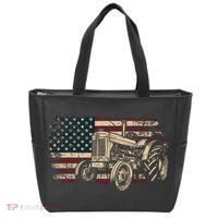 Farm Tractor Proud Farmer Patriotic American Flag Tractor Tote Bag thumb 0