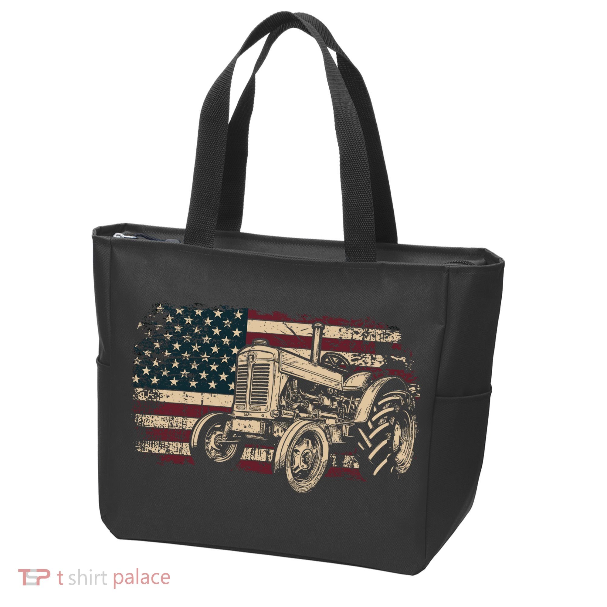 Farm Tractor Proud Farmer Patriotic American Flag Tractor Tote Bag