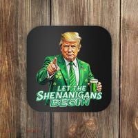 Funny Trump PatrickS Day Let The Shenanigans Begin Coaster thumb 0