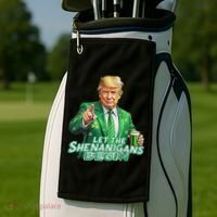 Funny Trump PatrickS Day Let The Shenanigans Begin Golf Towel thumb 2