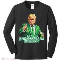 Funny Trump PatrickS Day Let The Shenanigans Begin Kids Long Sleeve Shirt thumb 0