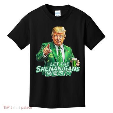 Funny Trump PatrickS Day Let The Shenanigans Begin Kids T-Shirt