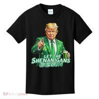 Funny Trump PatrickS Day Let The Shenanigans Begin Kids T-Shirt thumb 0
