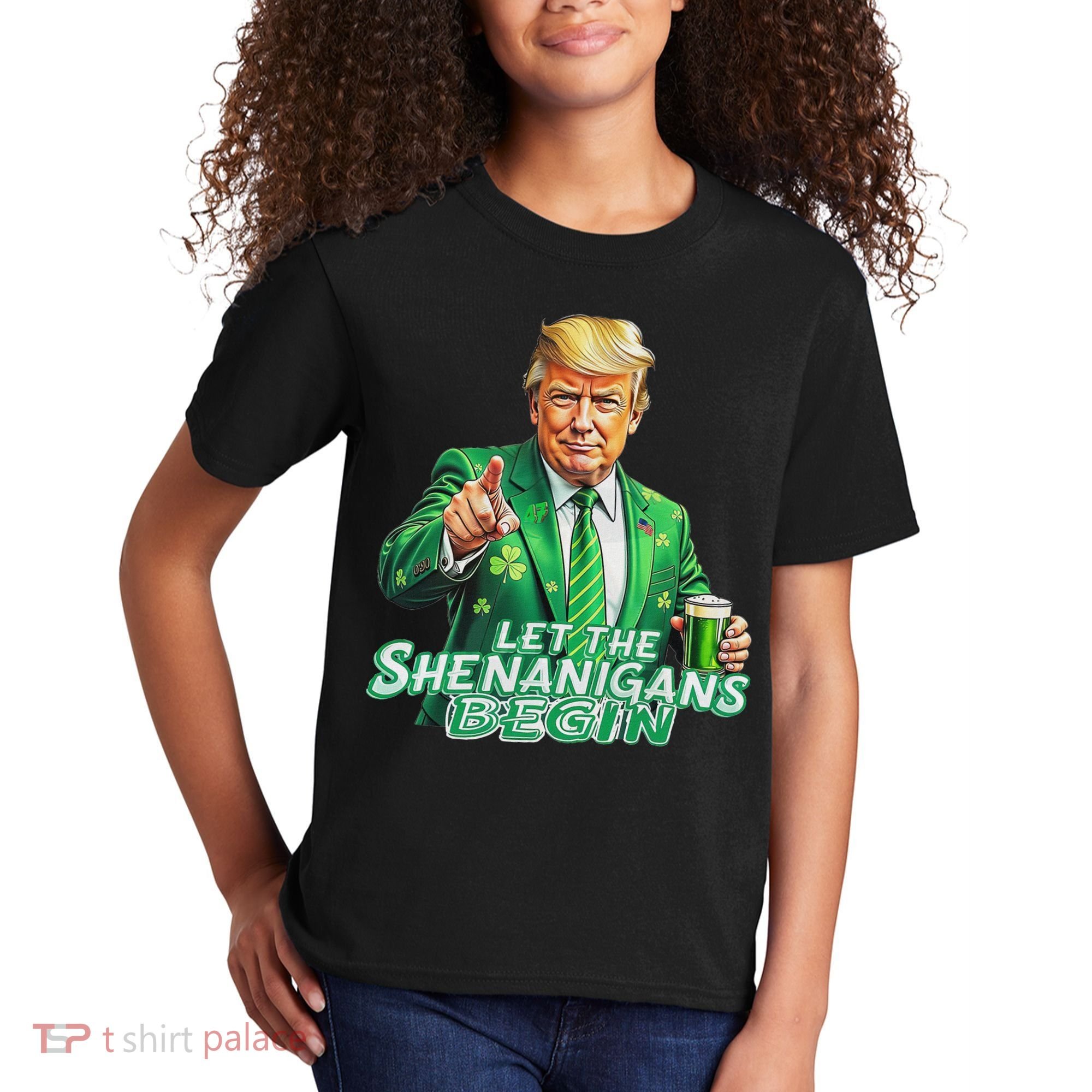 Funny Trump PatrickS Day Let The Shenanigans Begin Kids T-Shirt