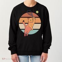 Funny Tennis Racket Cat Playing Tennis Women's Sweatshirt thumb 0