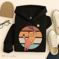 Funny Tennis Racket Cat Playing Tennis Hoodie thumb 4