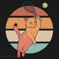 Funny Tennis Racket Cat Playing Tennis T-Shirt thumb 7
