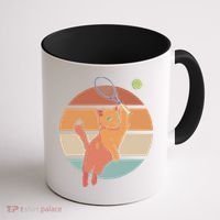 Funny Tennis Racket Cat Playing Tennis Coffee Mug thumb 1