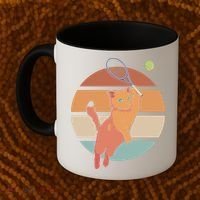 Funny Tennis Racket Cat Playing Tennis Coffee Mug thumb 2
