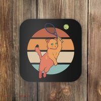 Funny Tennis Racket Cat Playing Tennis Coaster thumb 0
