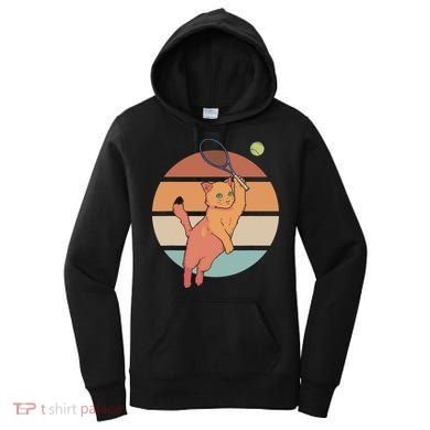 Funny Tennis Racket Cat Playing Tennis Women's Hoodie