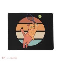 Funny Tennis Racket Cat Playing Tennis Mousepad thumb 0