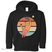 Funny Tennis Racket Cat Playing Tennis Toddler Hoodie thumb 0