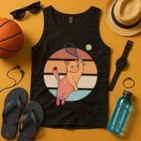 Funny Tennis Racket Cat Playing Tennis Tank Top thumb 4