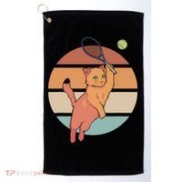 Funny Tennis Racket Cat Playing Tennis Golf Towel thumb 0