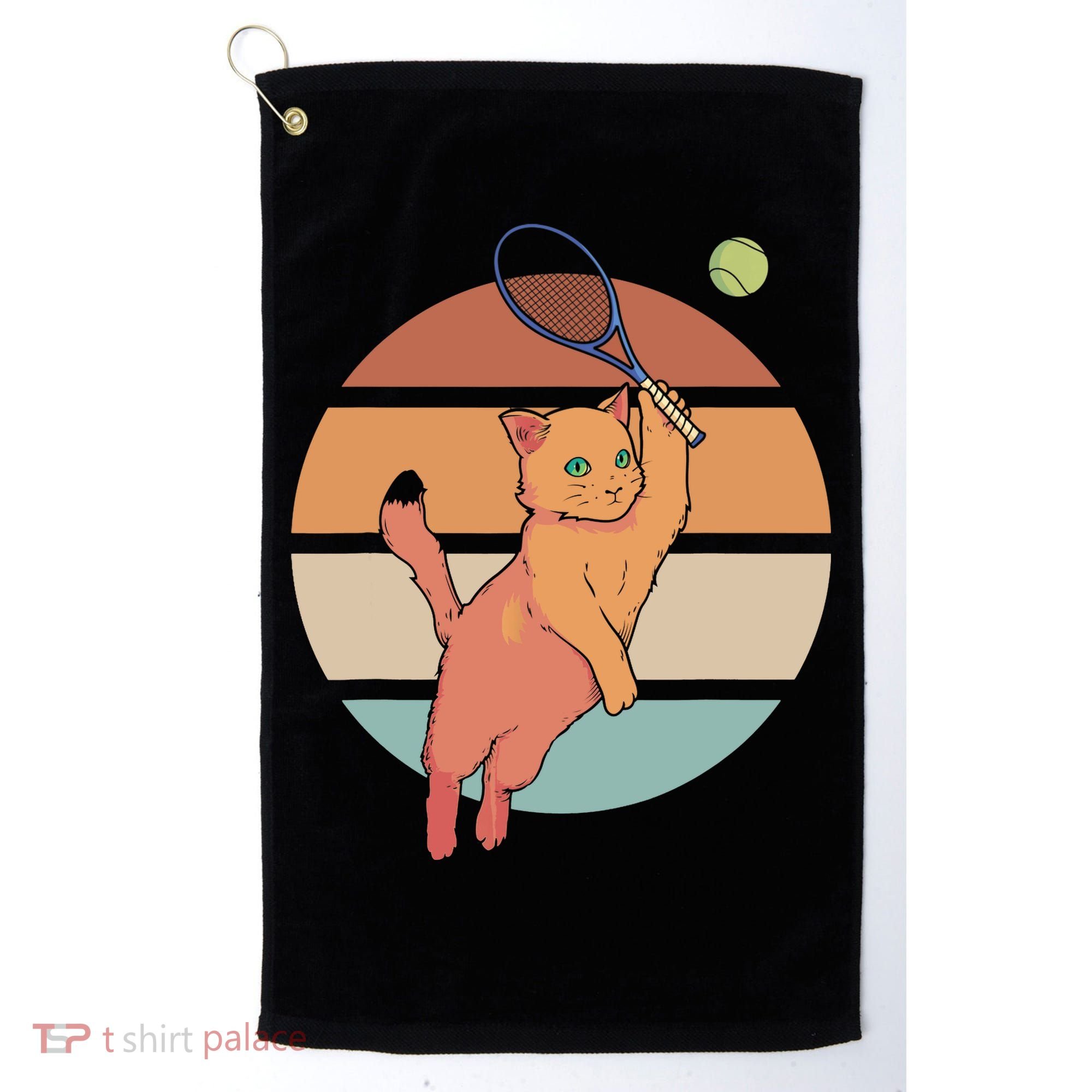 Funny Tennis Racket Cat Playing Tennis Golf Towel