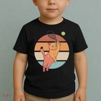 Funny Tennis Racket Cat Playing Tennis Toddler T-Shirt thumb 2
