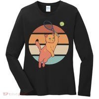 Funny Tennis Racket Cat Playing Tennis Women's Long Sleeve Shirt thumb 0