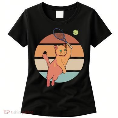 Funny Tennis Racket Cat Playing Tennis Women's T-Shirt