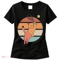Funny Tennis Racket Cat Playing Tennis Women's T-Shirt thumb 0