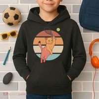 Funny Tennis Racket Cat Playing Tennis Kids Hoodie thumb 2
