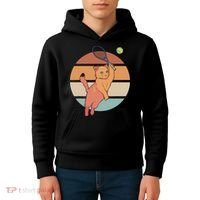 Funny Tennis Racket Cat Playing Tennis Kids Hoodie thumb 4