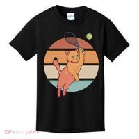 Funny Tennis Racket Cat Playing Tennis Kids T-Shirt thumb 0