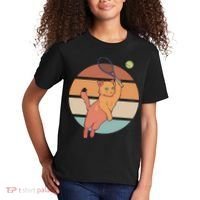Funny Tennis Racket Cat Playing Tennis Kids T-Shirt thumb 2