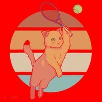 Funny Tennis Racket Cat Playing Tennis Santa Hat thumb 1